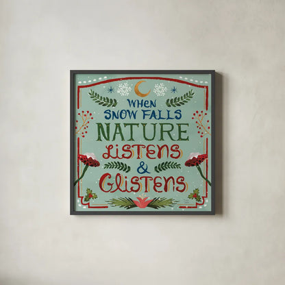 Winter Of Wonder V by Dina June. Shown in a sleek black glass frame for a contemporary gallery look. Available as an archival giclee rolled canvas, fine art paper, or poster print. SKU 87479a.