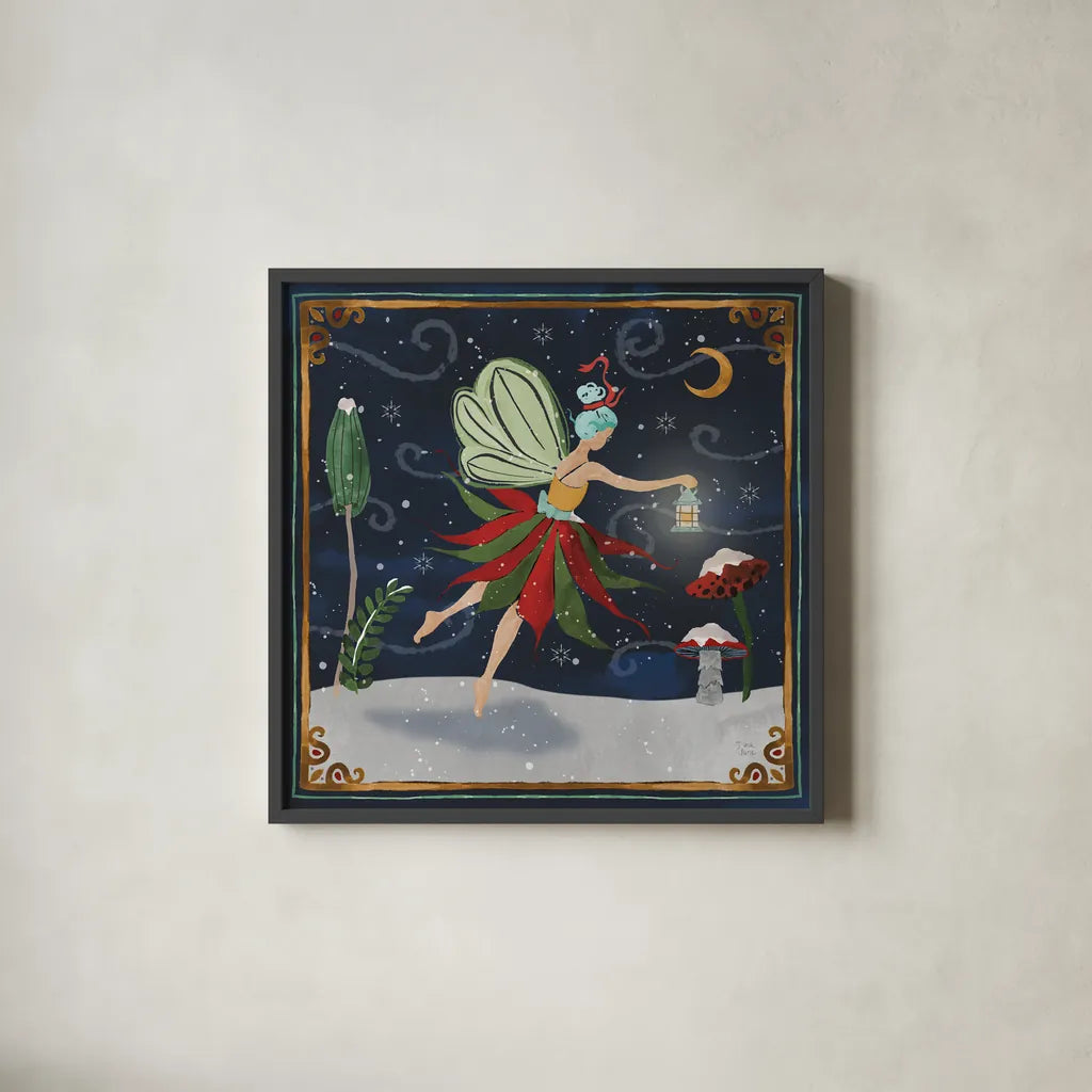 Winter Of Wonder VI by Dina June. Shown in a sleek black glass frame for a contemporary gallery look. Available as an archival giclee rolled canvas, fine art paper, or poster print. SKU 87480a.