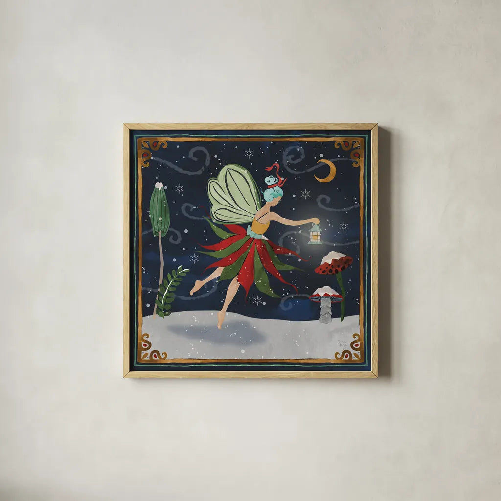 Winter Of Wonder VI by Dina June. Shown in a natural wood glass frame for a timeless modern aesthetic. Available as an archival giclee rolled canvas, fine art paper, or poster print. SKU 87480a.