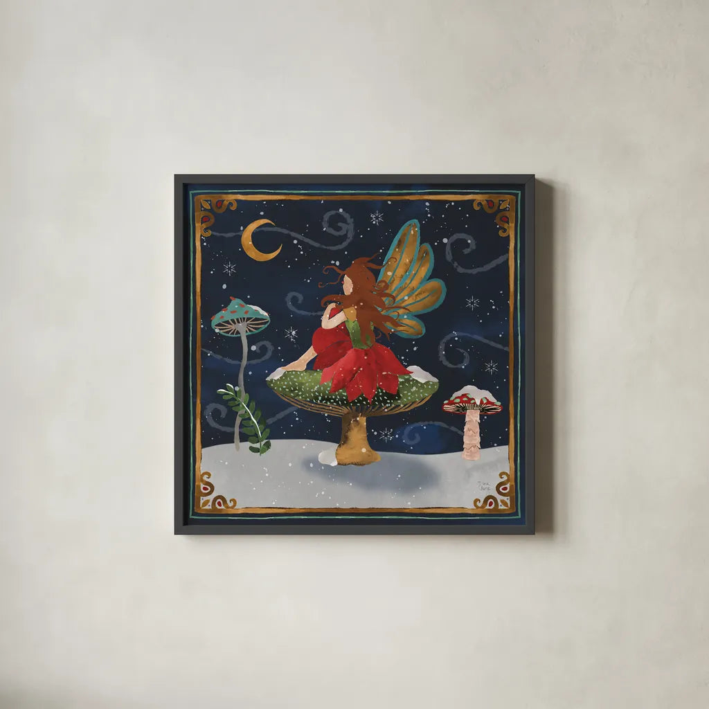 Winter Of Wonder VII by Dina June. Shown in a sleek black glass frame for a contemporary gallery look. Available as an archival giclee rolled canvas, fine art paper, or poster print. SKU 87481a.