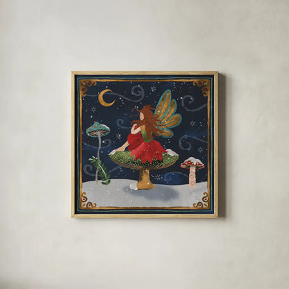 Winter Of Wonder VII by Dina June. Shown in a natural wood glass frame for a timeless modern aesthetic. Available as an archival giclee rolled canvas, fine art paper, or poster print. SKU 87481a.