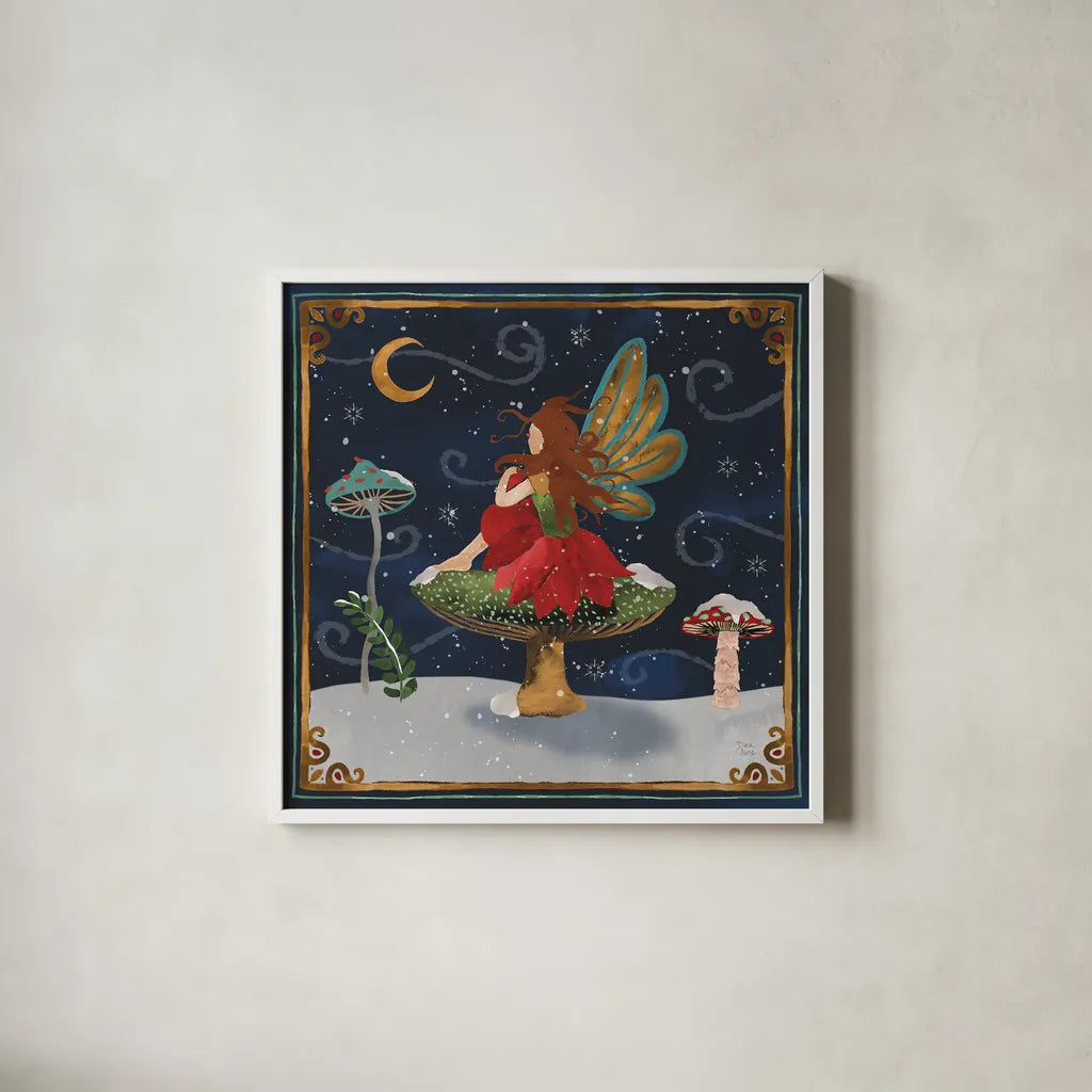 Winter Of Wonder VII by Dina June. Shown in a crisp white glass frame for a clean and minimalist style. Available as an archival giclee rolled canvas, fine art paper, or poster print. SKU 87481a.