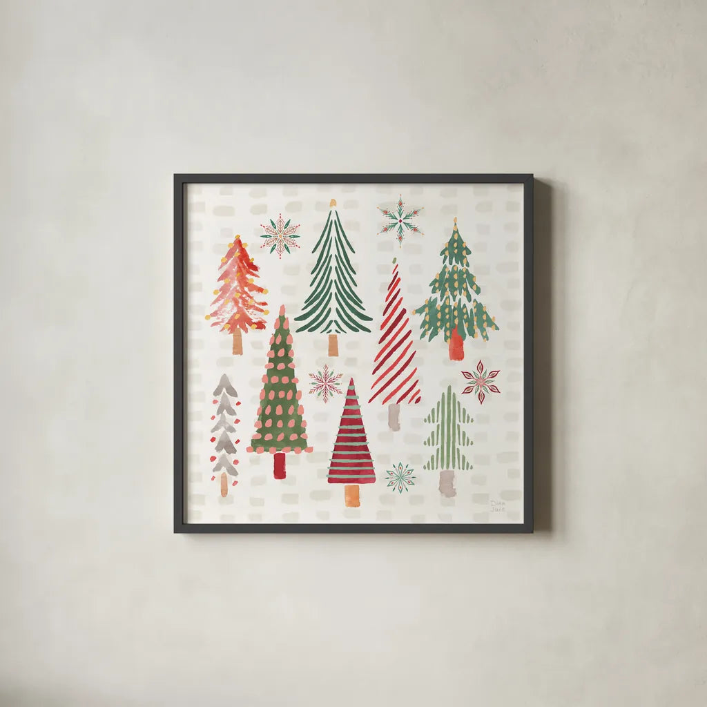 Winter Wonder I by Dina June. Shown in a sleek black glass frame for a contemporary gallery look. Available as an archival giclee rolled canvas, fine art paper, or poster print. SKU 89617a.