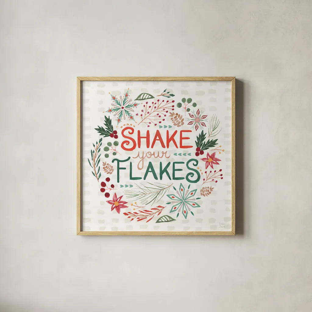 Winter Wonder V by Dina June. Shown in a natural wood glass frame for a timeless modern aesthetic. Available as an archival giclee rolled canvas, fine art paper, or poster print. SKU 89621a.