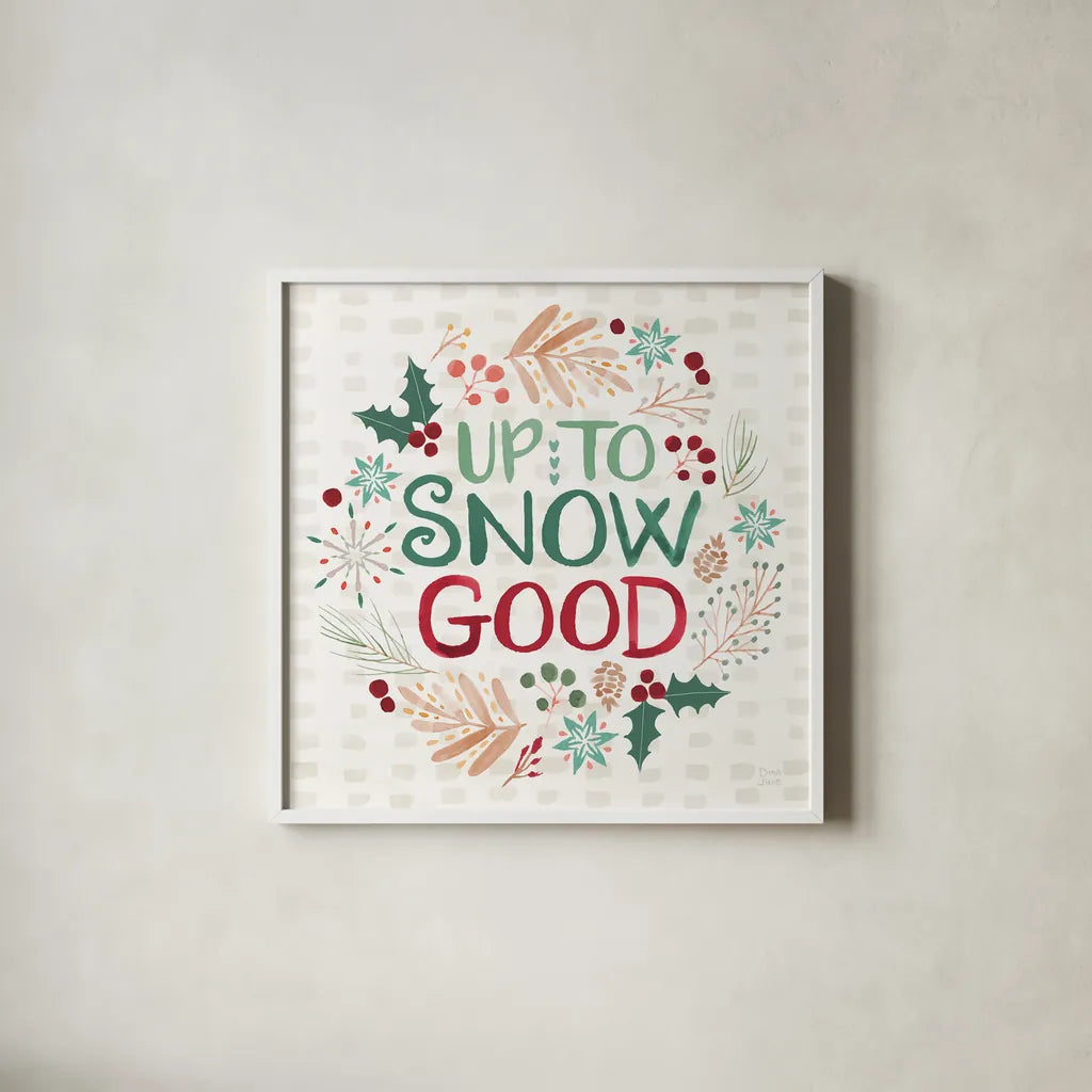 Winter Wonder VI by Dina June. Shown in a crisp white glass frame for a clean and minimalist style. Available as an archival giclee rolled canvas, fine art paper, or poster print. SKU 89622a.