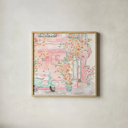 World Tour II by Dina June. Shown in a natural wood glass frame for a timeless modern aesthetic. Available as an archival giclee rolled canvas, fine art paper, or poster print. SKU 69404a.