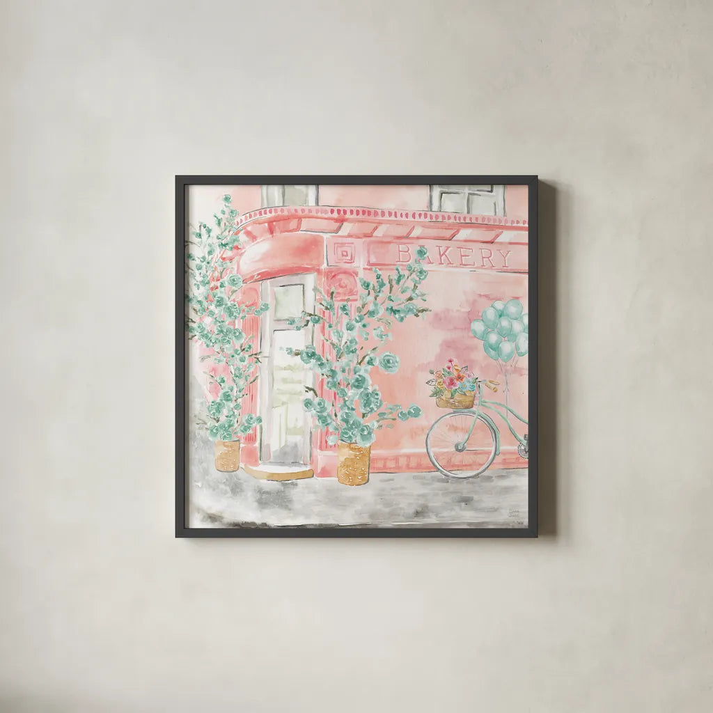 World Tour III by Dina June. Shown in a sleek black glass frame for a contemporary gallery look. Available as an archival giclee rolled canvas, fine art paper, or poster print. SKU 69405a.