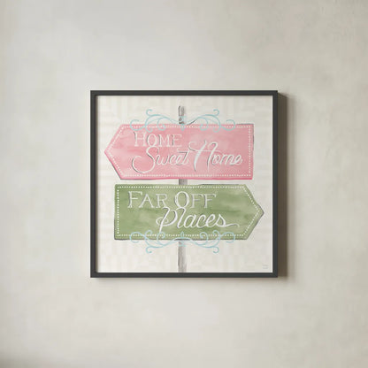 World Tour XI by Dina June. Shown in a sleek black glass frame for a contemporary gallery look. Available as an archival giclee rolled canvas, fine art paper, or poster print. SKU 69413a.