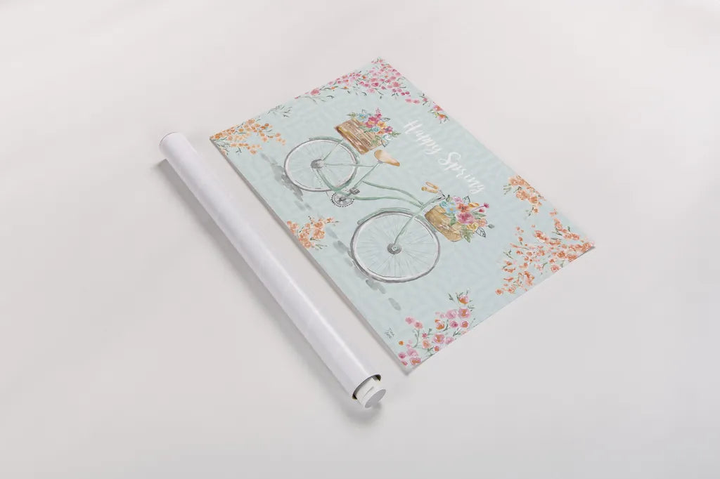 World Tour XIV Bicycle by Dina June. shown as a rolled paper print. Available as archival giclee rolled canvas, fine art paper, or poster print. SKU 74412i.