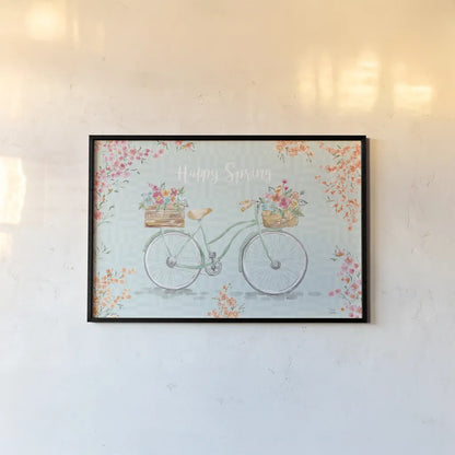 World Tour XIV Bicycle by Dina June. shown as a paper print in a black flame. Available as a archival giclee rolled canvas, fine art paper, or poster print. SKU 74412i.