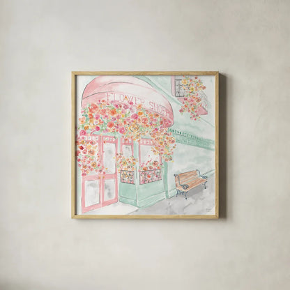 World Tour XVI by Dina June. Shown in a natural wood glass frame for a timeless modern aesthetic. Available as an archival giclee rolled canvas, fine art paper, or poster print. SKU 70422a.