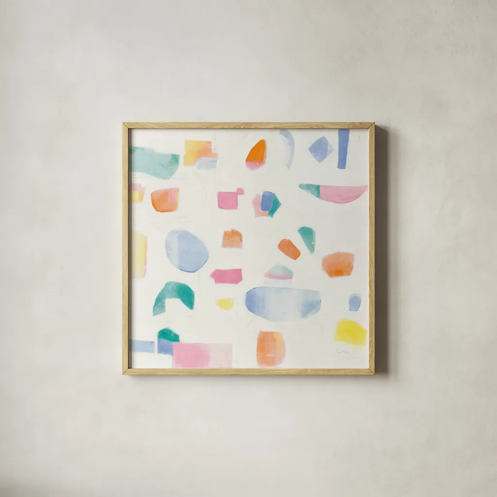 Joy by Piper Rhue. Shown in a natural wood glass frame for a timeless modern aesthetic. Available as an archival giclee rolled canvas, fine art paper, or poster print. SKU 46778a.