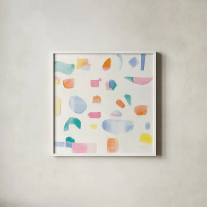 Joy by Piper Rhue. Shown in a crisp white glass frame for a clean and minimalist style. Available as an archival giclee rolled canvas, fine art paper, or poster print. SKU 46778a.