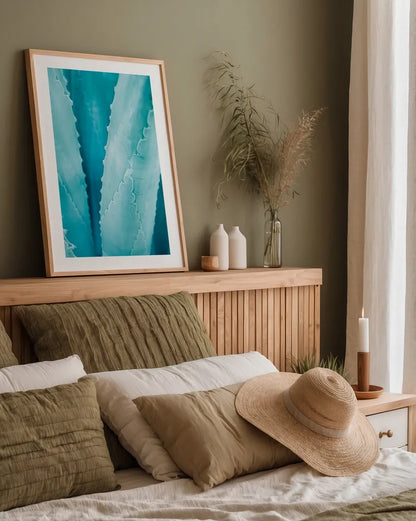 Abstract Agava III Color by Elizabeth Urquhart. shown as a paper print in a natural frame. Available as a archival giclee rolled canvas, fine art paper, or poster print. SKU 33235h.