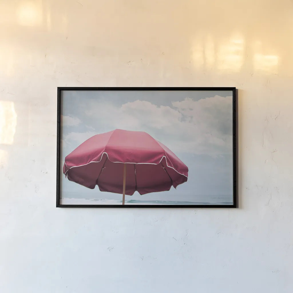 Beach Bliss I by Elizabeth Urquhart. shown as a paper print in a black flame. Available as a archival giclee rolled canvas, fine art paper, or poster print. SKU 33204i.