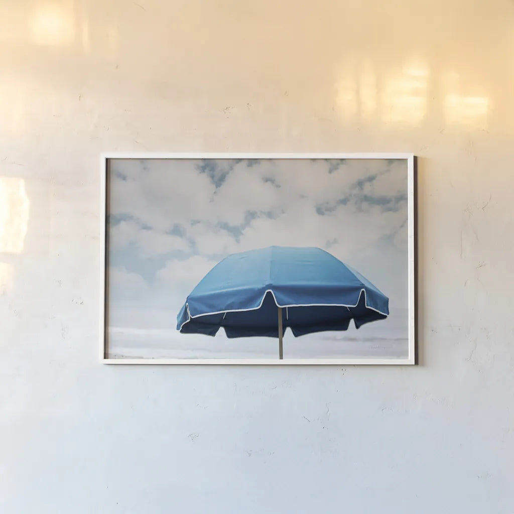 Beach Bliss II by Elizabeth Urquhart. shown as a paper print in a white frame. Available as a archival giclee rolled canvas, fine art paper, or poster print. SKU 33205i.