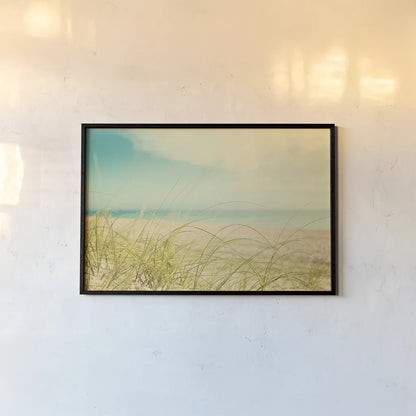 Beach Grass V by Elizabeth Urquhart. shown as a paper print in a black flame. Available as a archival giclee rolled canvas, fine art paper, or poster print. SKU 25865i.