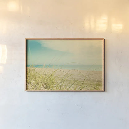 Beach Grass V by Elizabeth Urquhart. shown as a paper print in a natural frame. Available as a archival giclee rolled canvas, fine art paper, or poster print. SKU 25865i.