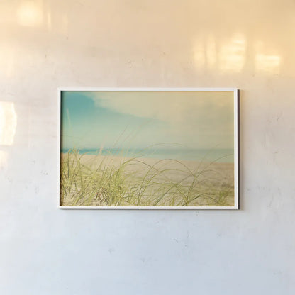 Beach Grass V by Elizabeth Urquhart. shown as a paper print in a white frame. Available as a archival giclee rolled canvas, fine art paper, or poster print. SKU 25865i.