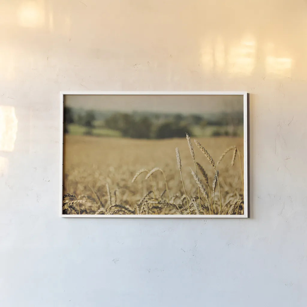 Blissful Country I by Elizabeth Urquhart. shown as a paper print in a white frame. Available as a archival giclee rolled canvas, fine art paper, or poster print. SKU 23774i.