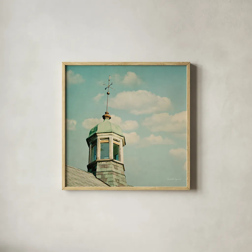 Blissful Country II Crop by Elizabeth Urquhart. Shown in a natural wood glass frame for a timeless modern aesthetic. Available as an archival giclee rolled canvas, fine art paper, or poster print. SKU 23775a.