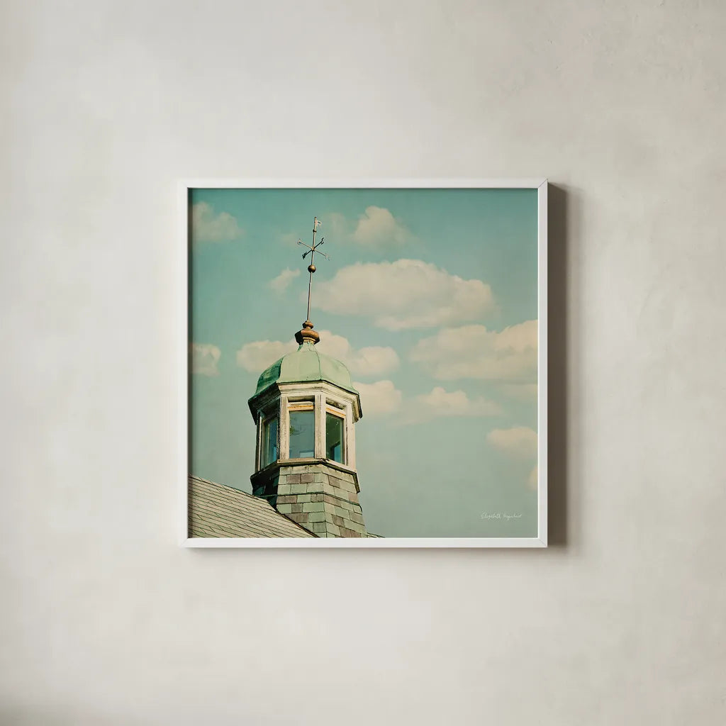 Blissful Country II Crop by Elizabeth Urquhart. Shown in a crisp white glass frame for a clean and minimalist style. Available as an archival giclee rolled canvas, fine art paper, or poster print. SKU 23775a.