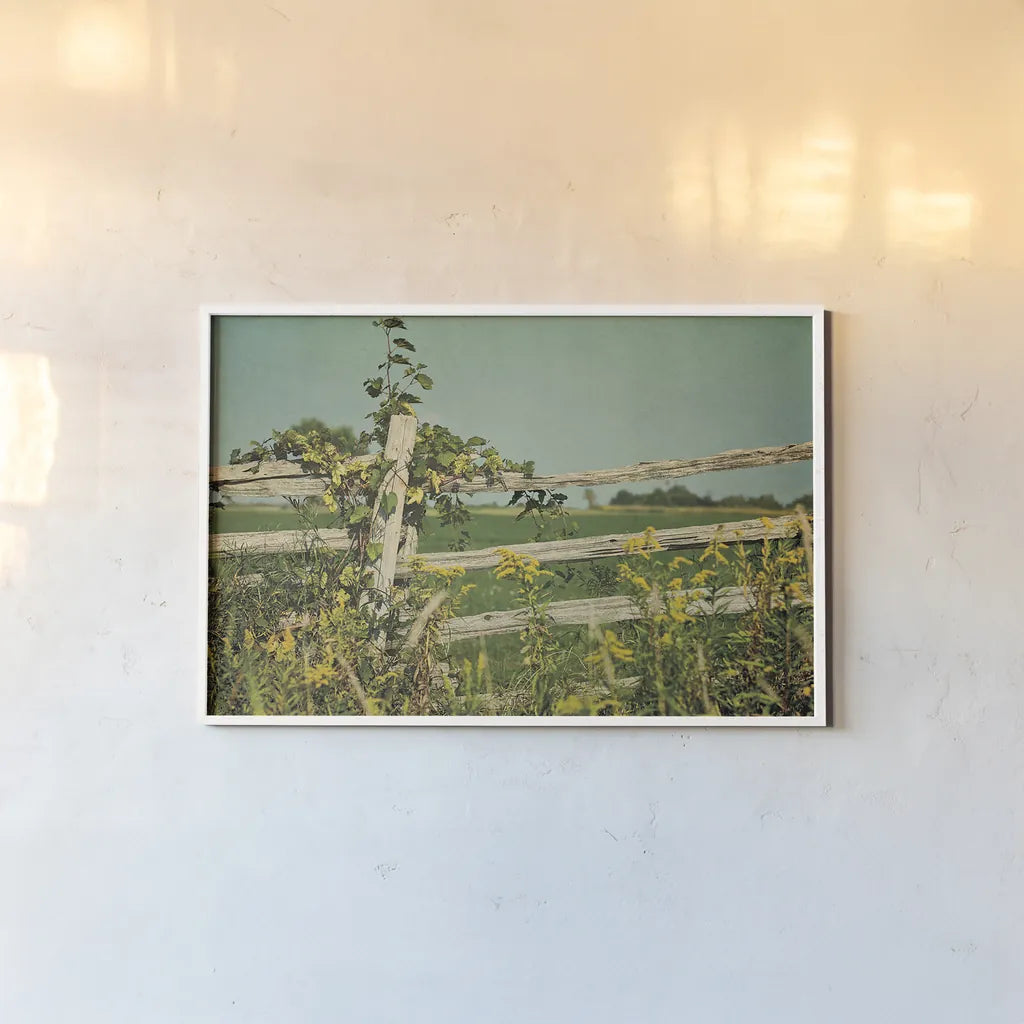 Blissful Country V by Elizabeth Urquhart. shown as a paper print in a white frame. Available as a archival giclee rolled canvas, fine art paper, or poster print. SKU 23778i.