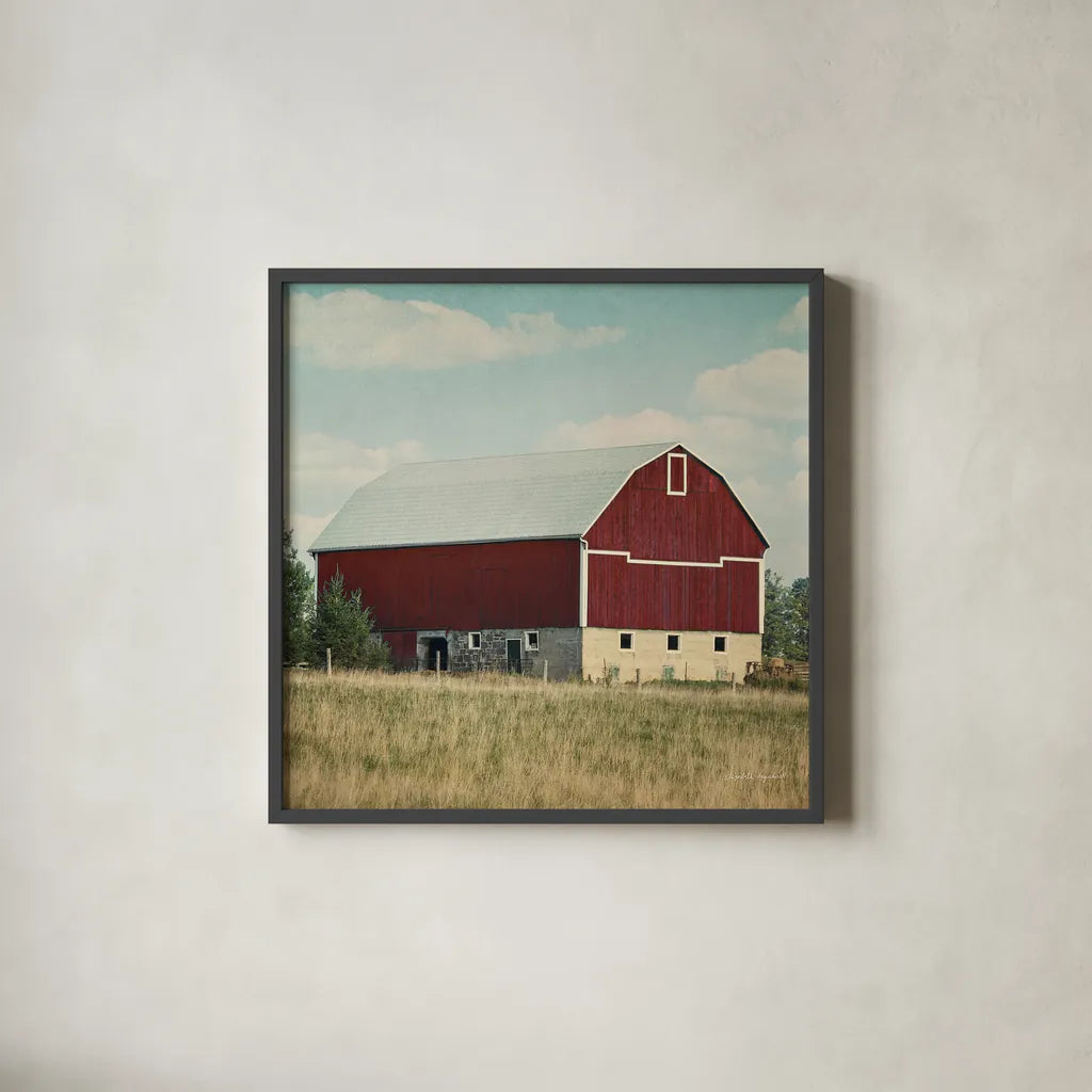 Blissful Country VI Crop by Elizabeth Urquhart. Shown in a sleek black glass frame for a contemporary gallery look. Available as an archival giclee rolled canvas, fine art paper, or poster print. SKU 23779a.