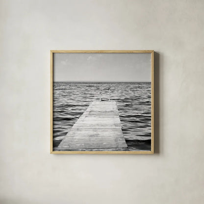 Calm Days I BW Crop by Elizabeth Urquhart. Shown in a natural wood glass frame for a timeless modern aesthetic. Available as an archival giclee rolled canvas, fine art paper, or poster print. SKU 27839a.