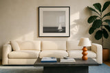 Calm Days II BW Crop by Elizabeth Urquhart. Displayed in a glass frame with matte in a clean modern living room. Available as an archival giclee rolled canvas, fine art paper, or poster print. SKU 27840a.