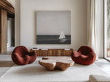 Calm Days II BW Crop by Elizabeth Urquhart. Shown as extra-large giant wall art in a modern living room. Available as an archival giclee rolled canvas, fine art paper, or poster print. SKU 27840a.