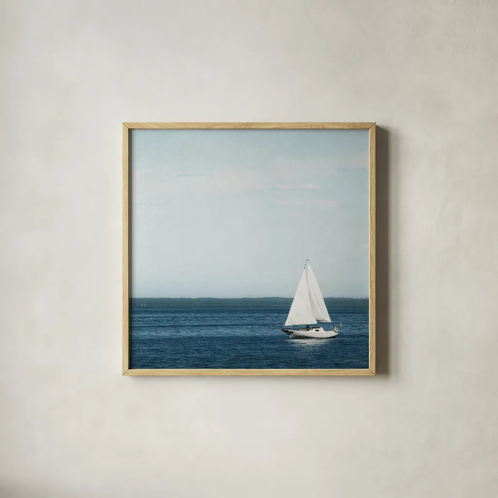 Calm Days II Crop by Elizabeth Urquhart. Shown in a natural wood glass frame for a timeless modern aesthetic. Available as an archival giclee rolled canvas, fine art paper, or poster print. SKU 23796a.