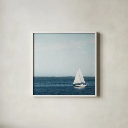 Calm Days II Crop by Elizabeth Urquhart. Shown in a crisp white glass frame for a clean and minimalist style. Available as an archival giclee rolled canvas, fine art paper, or poster print. SKU 23796a.
