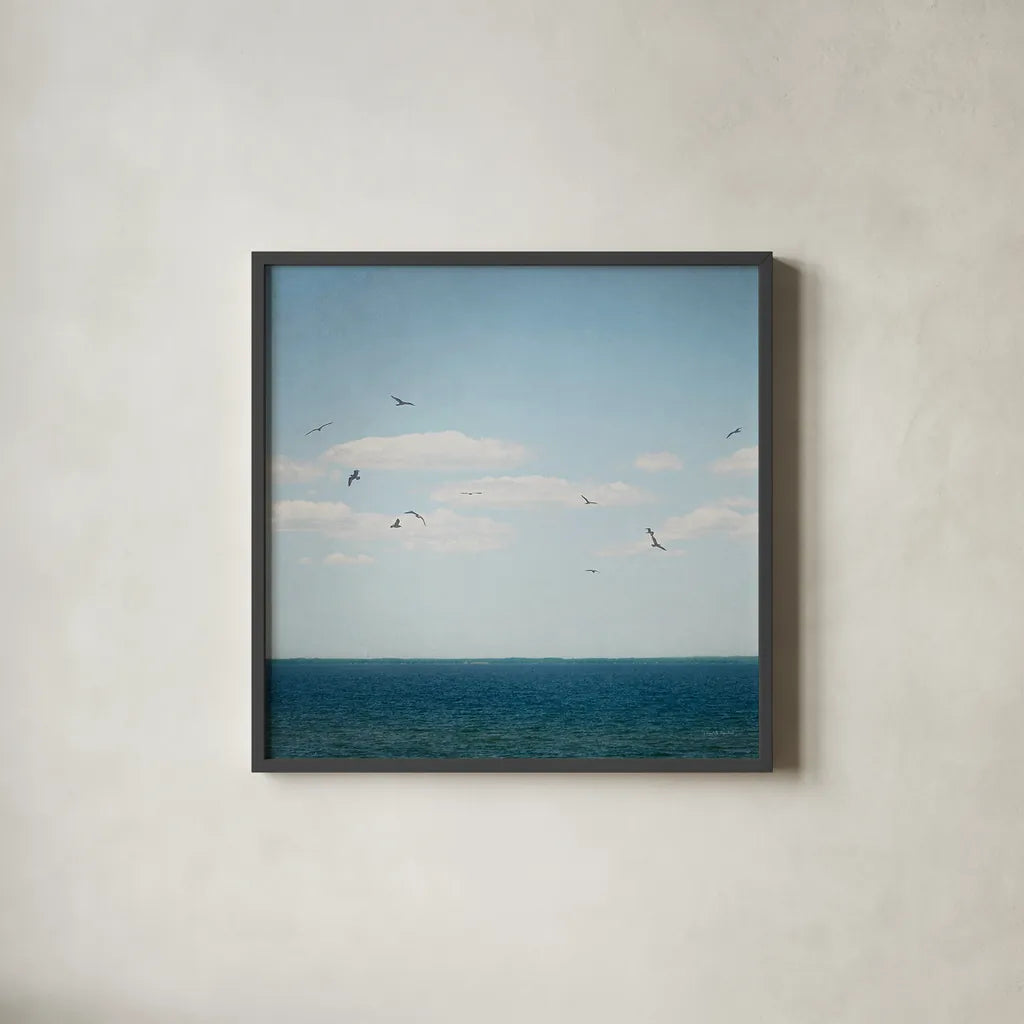 Calm Days IV Crop by Elizabeth Urquhart. Shown in a sleek black glass frame for a contemporary gallery look. Available as an archival giclee rolled canvas, fine art paper, or poster print. SKU 23798a.