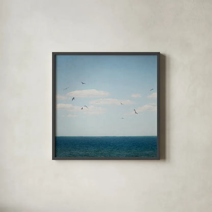 Calm Days IV Crop by Elizabeth Urquhart. Shown in a sleek black glass frame for a contemporary gallery look. Available as an archival giclee rolled canvas, fine art paper, or poster print. SKU 23798a.