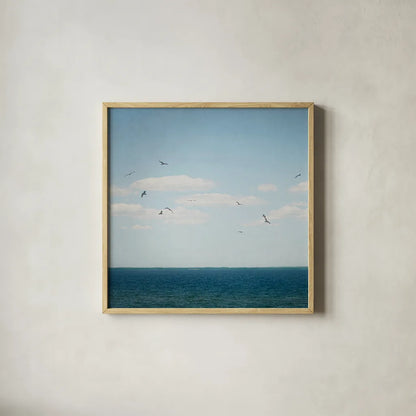 Calm Days IV Crop by Elizabeth Urquhart. Shown in a natural wood glass frame for a timeless modern aesthetic. Available as an archival giclee rolled canvas, fine art paper, or poster print. SKU 23798a.