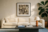 Chopped II Crop by Elizabeth Urquhart. Displayed in a glass frame with matte in a clean modern living room. Available as an archival giclee rolled canvas, fine art paper, or poster print. SKU 30336a.