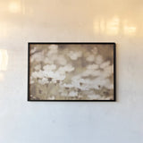 Daisies I Neutral by Elizabeth Urquhart. shown as a paper print in a black flame. Available as a archival giclee rolled canvas, fine art paper, or poster print. SKU 71601i.