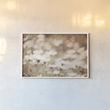 Daisies I Neutral by Elizabeth Urquhart. shown as a paper print in a white frame. Available as a archival giclee rolled canvas, fine art paper, or poster print. SKU 71601i.
