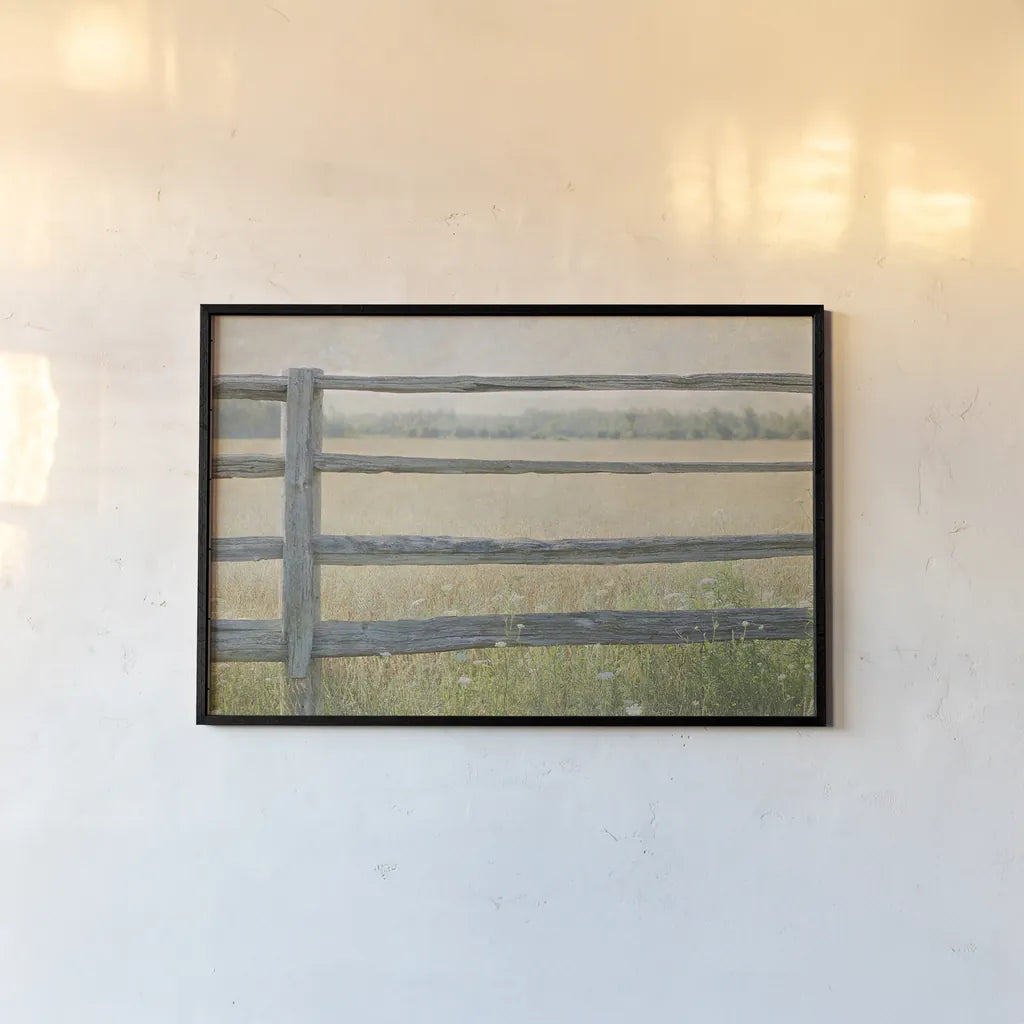 Edge of the Field by Elizabeth Urquhart. shown as a paper print in a black flame. Available as a archival giclee rolled canvas, fine art paper, or poster print. SKU 14740i.