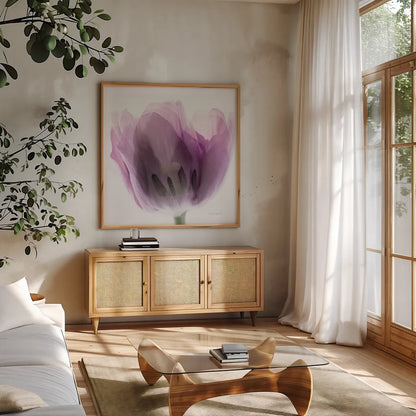 Inside Out I Crop by Elizabeth Urquhart. Shown in a natural wood frame in a cozy modern living room. Available as an archival giclee rolled canvas, fine art paper, or poster print. SKU 33346a.