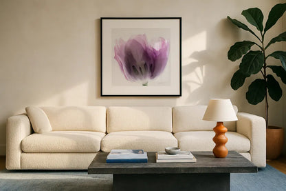 Inside Out I Crop by Elizabeth Urquhart. Displayed in a glass frame with matte in a clean modern living room. Available as an archival giclee rolled canvas, fine art paper, or poster print. SKU 33346a.