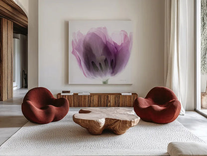 Inside Out I Crop by Elizabeth Urquhart. Shown as extra-large giant wall art in a modern living room. Available as an archival giclee rolled canvas, fine art paper, or poster print. SKU 33346a.