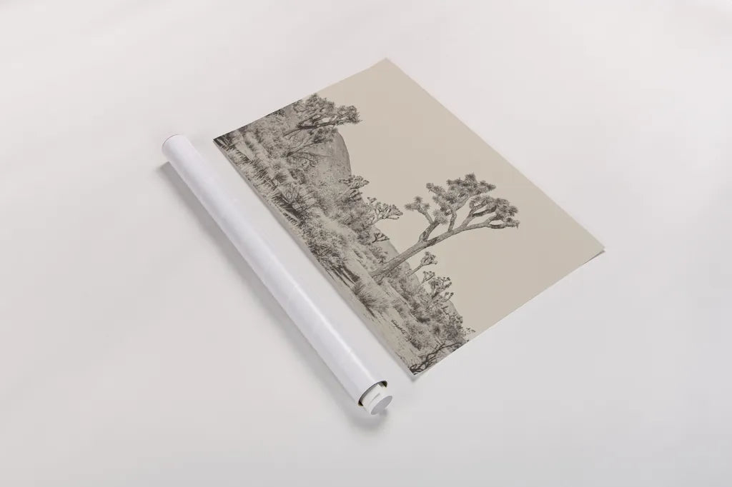 Joshua Tree II Neutral by Elizabeth Urquhart. shown as a rolled paper print. Available as archival giclee rolled canvas, fine art paper, or poster print. SKU 68489i.