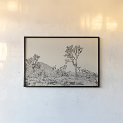 Joshua Tree II Neutral by Elizabeth Urquhart. shown as a paper print in a black flame. Available as a archival giclee rolled canvas, fine art paper, or poster print. SKU 68489i.