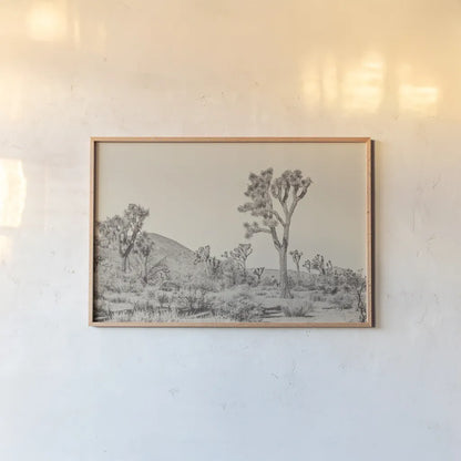 Joshua Tree II Neutral by Elizabeth Urquhart. shown as a paper print in a natural frame. Available as a archival giclee rolled canvas, fine art paper, or poster print. SKU 68489i.