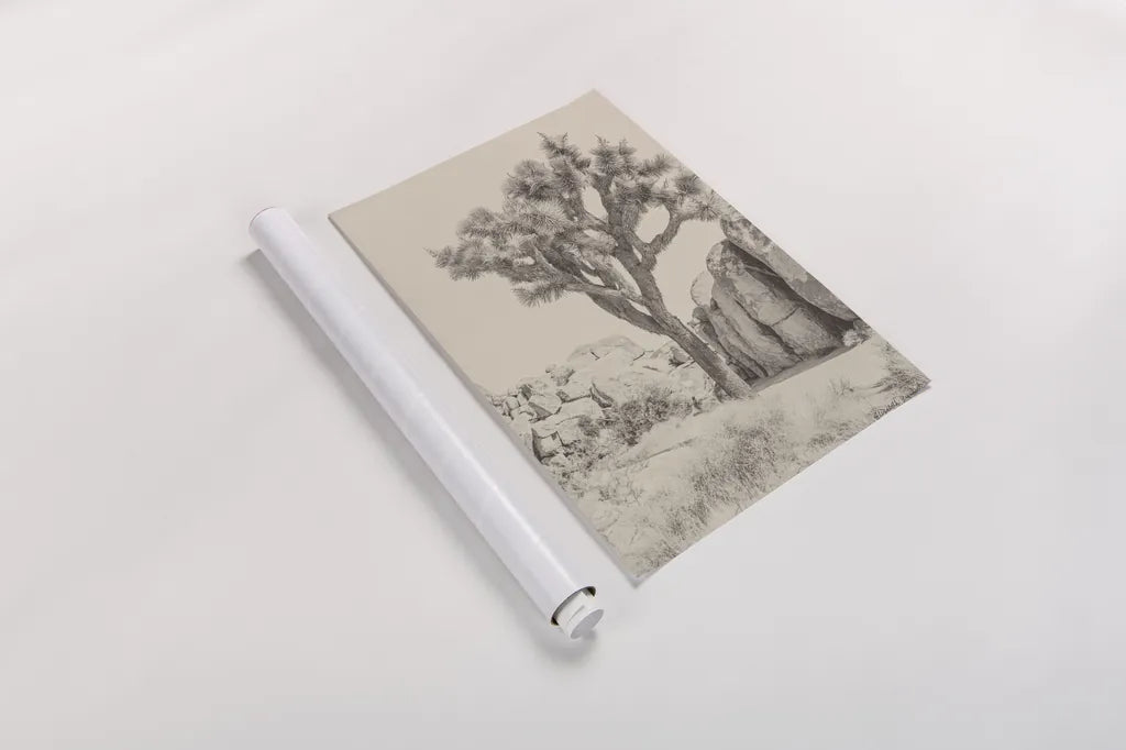 Joshua Tree IV Neutral by Elizabeth Urquhart. shown as a rolled paper print. Available as archival giclee rolled canvas, fine art paper, or poster print. SKU 68491h.
