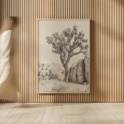 Joshua Tree IV Neutral by Elizabeth Urquhart. shown as over sized large wall art. Available as an archival giclee rolled canvas, fine art paper, or poster print. SKU 68491h.