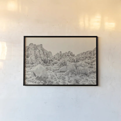 Joshua Tree V Neutral by Elizabeth Urquhart. shown as a paper print in a black flame. Available as a archival giclee rolled canvas, fine art paper, or poster print. SKU 68492i.