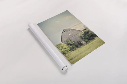 Late Summer Barn II by Elizabeth Urquhart. shown as a rolled paper print. Available as archival giclee rolled canvas, fine art paper, or poster print. SKU 30334h.